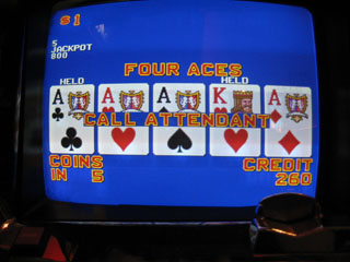 Note the 260 credits -- Shar had Kings then Aces on the next hand -- note that she held a King by mistake...